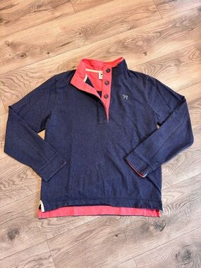 The Black Dog Navy & Pink Snap Neck Pullover Medium Classic Logo